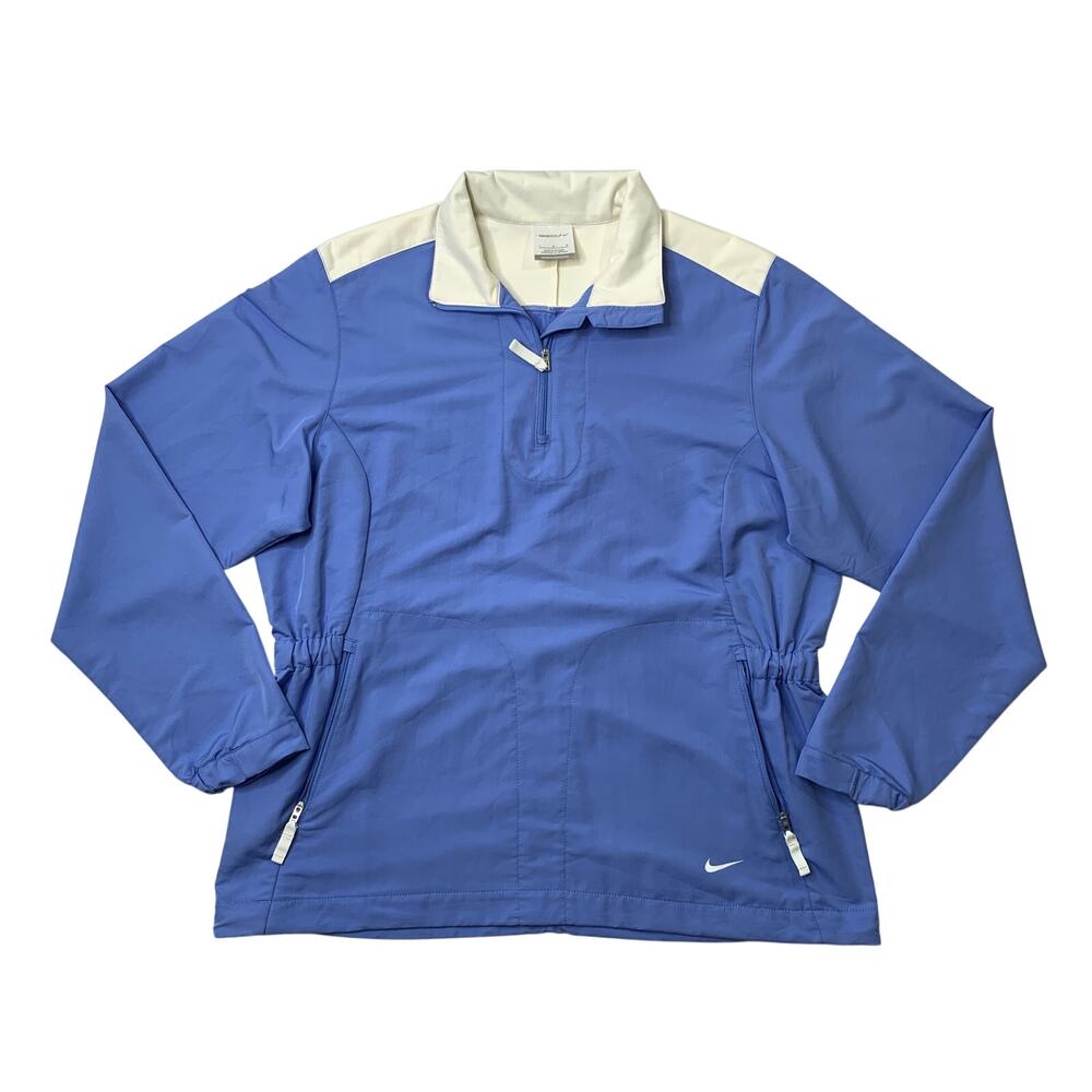Vintage Nike Golf Jacket Women Large Sky Blue Windbreaker Golf 1/4 Zip Windproof
